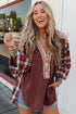 Floral Plaid Mixed Print Bishop Sleeve Patchwork Top